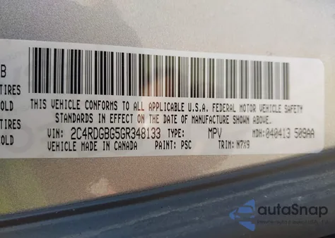 2016 Dodge Grand Caravan Se z USA, uszkodzony, nr VIN 2C4RDGBG5GR348133